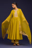 Mustard Silk Chanderi Embroidered Anarkali Set