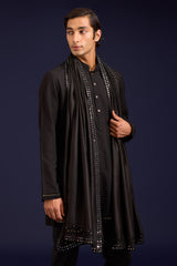 Black Chinniya Silk embroidered stole