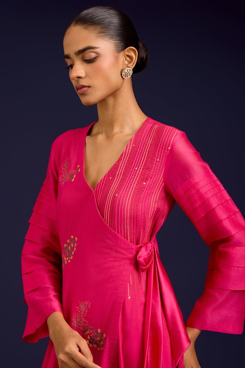 Fuchsia Anarkali with Pants Set