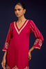 Fuchsia Cotton Silk Satin Embroidered Kurta Set