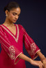 Fuchsia Cotton Silk Satin Embroidered Kurta Set