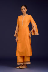Orange embroidered kurta set
