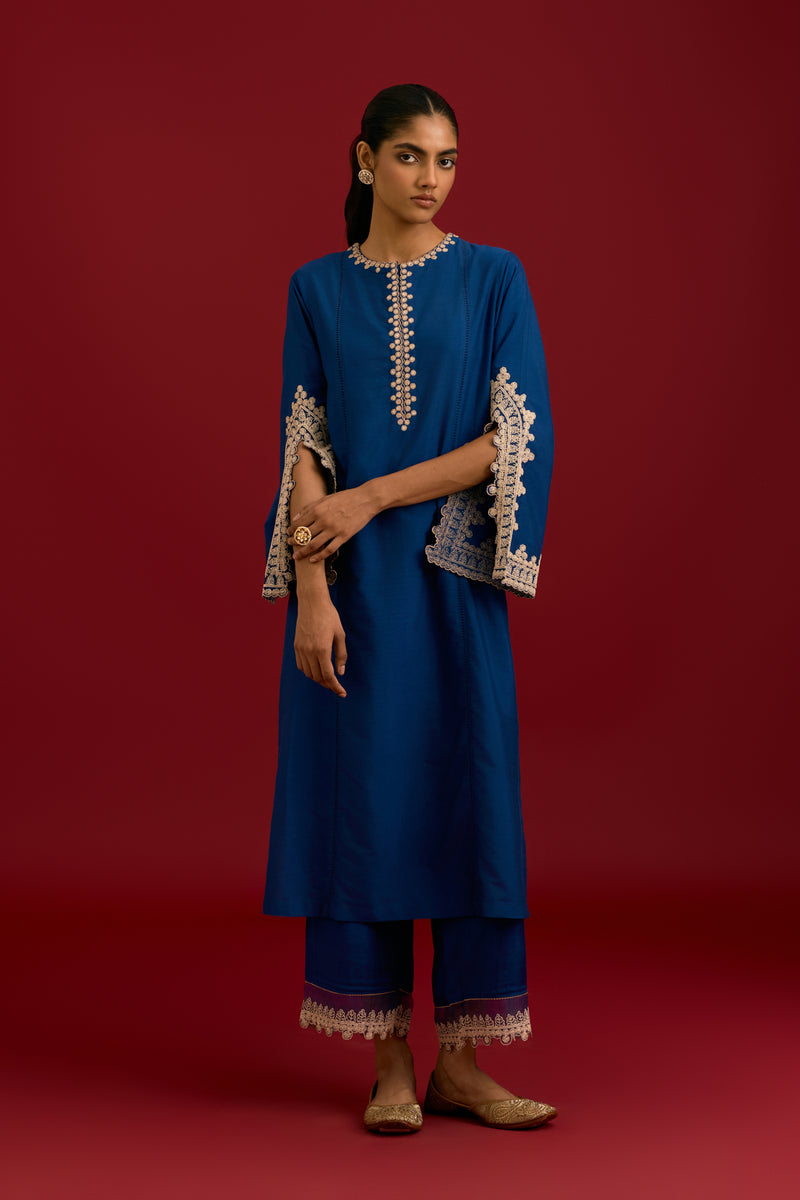 Dark Blue embroidered kurta set