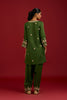 Green Cotton Satin Embroidered Kurta Set