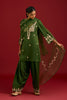 Green Cotton Satin Embroidered Kurta Set