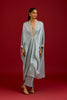 Slate Blue Modal Satin Embroidered Kaftan Set
