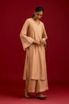 Beige Silk Chanderi Embroidered Kurta Set