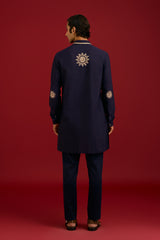 Navy Cotton Silk Blend Kurta Set