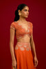 Orange Embroidered Gajji & Cotton Silk Lehenga Set