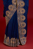 Navy Blue Embroidered Chinniya Silk Saree Set