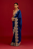 Navy Blue Embroidered Chinniya Silk Saree Set