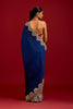 Navy Blue Embroidered Chinniya Silk Saree Set