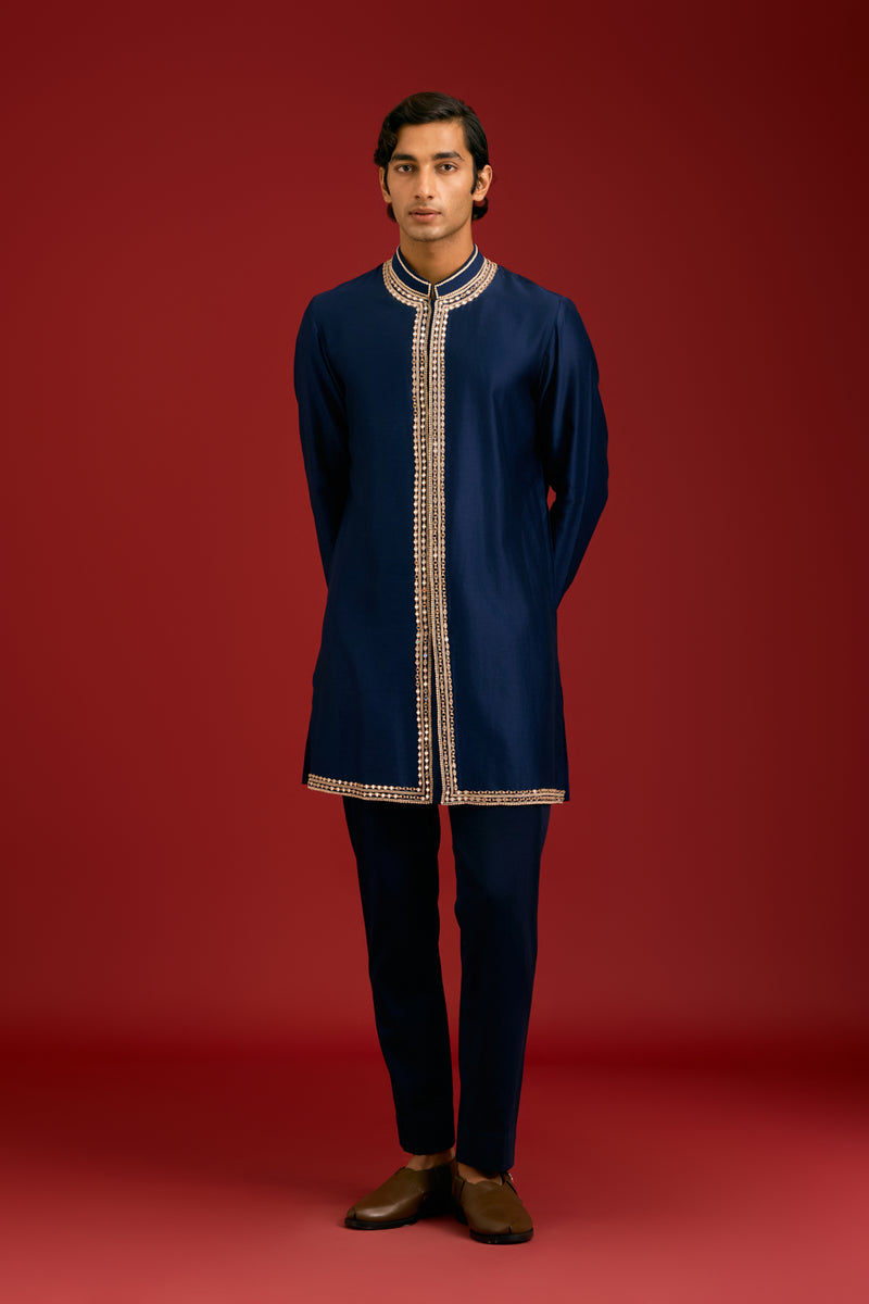 Navy Chanderi Cotton Kurta set
