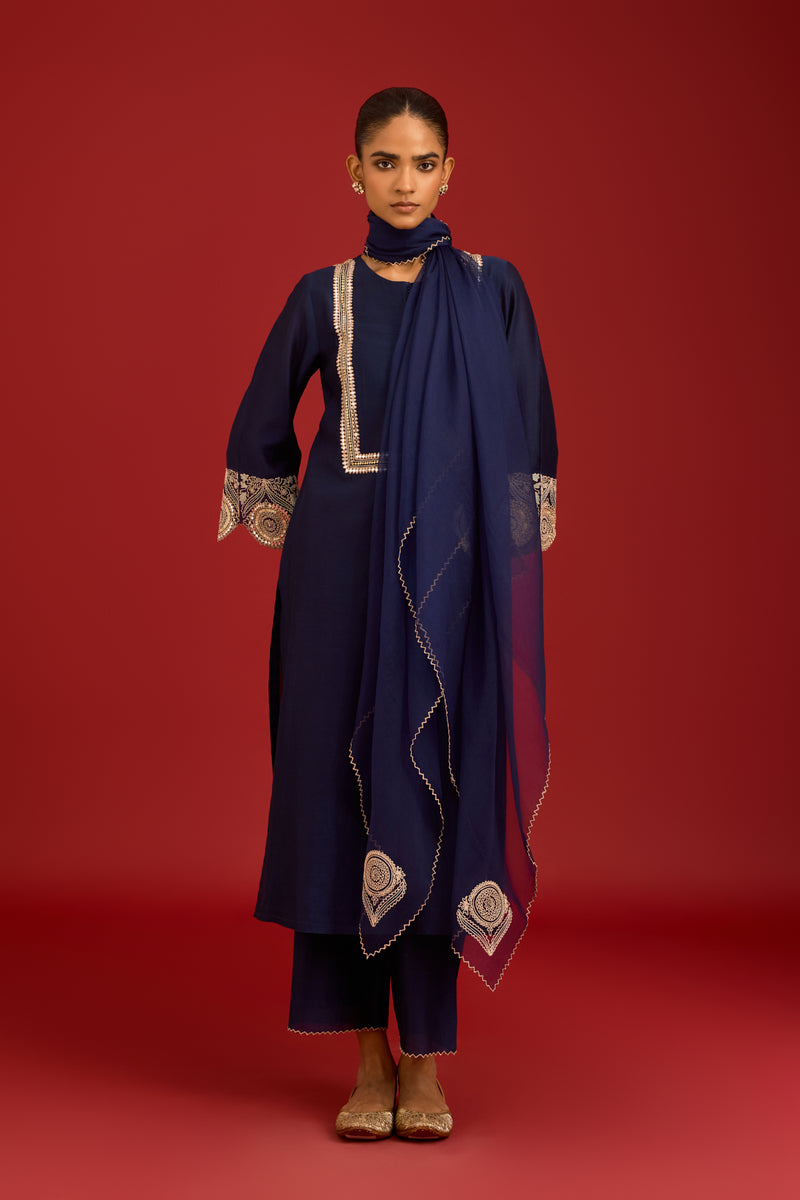 Navy Embroidered Kurta Set