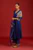 Navy Chinniya Silk Embroidered Kurta Set