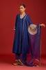 Navy Chinniya Silk Embroidered Kurta Set
