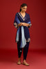 Navy Blue Cotton Silk Satin Embroidered Kurta Set