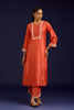 Orange Chinniya Silk Embroidered Kurta Set