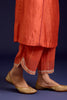 Orange Chinniya Silk Embroidered Kurta Set