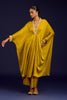 Mustard Modal Satin Embroidered Kaftan Set