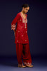 Rust Cotton Silk Satin Embroidered Kurta Set