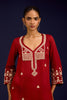 Rust Cotton Silk Satin Embroidered Kurta Set