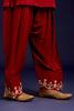 Rust Cotton Silk Satin Embroidered Kurta Set