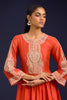 Orange Silk Chanderi Embroidered Anarkali Set