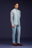 Light Blue Chanderi Bandhej and Linen Satin Bundi Set