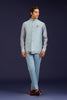 Light Blue Chanderi Bandhej and Linen Satin Bundi Set