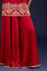 Red Embroidered Modal Satin Sharara Set