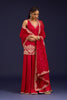 Red Embroidered Modal Satin Sharara Set
