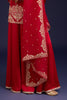 Red Embroidered Modal Satin Sharara Set