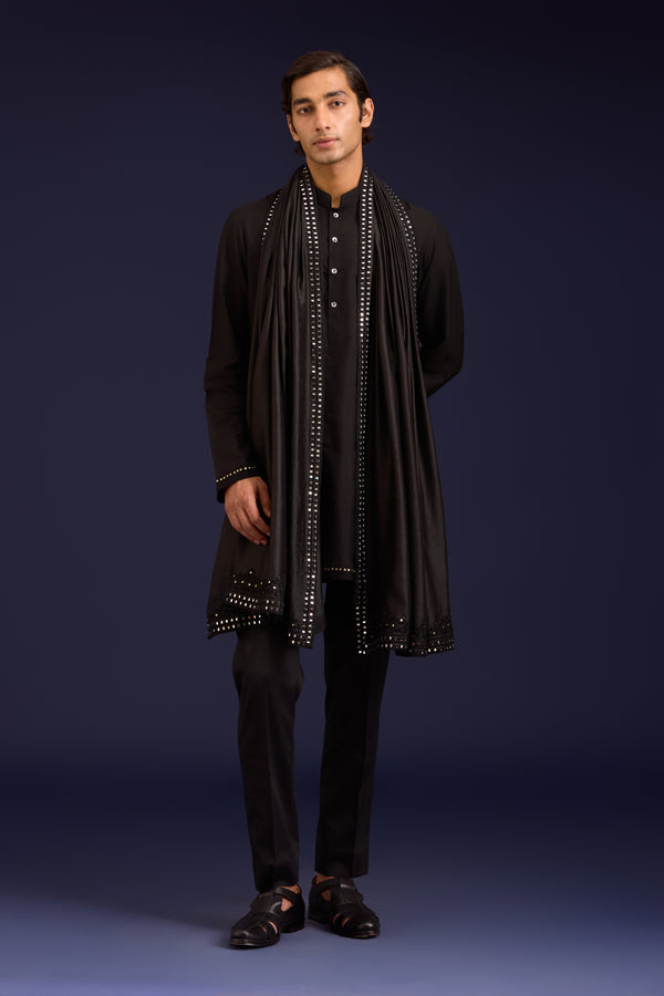Black Chinniya Silk embroidered stole