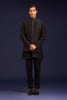 Black Linen Satin and Cotton Silk Blend Bundi Set