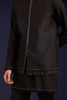 Black Linen Satin and Cotton Silk Blend Bundi Set