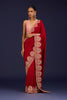 Red Embroidered Chinniya Silk Saree Set