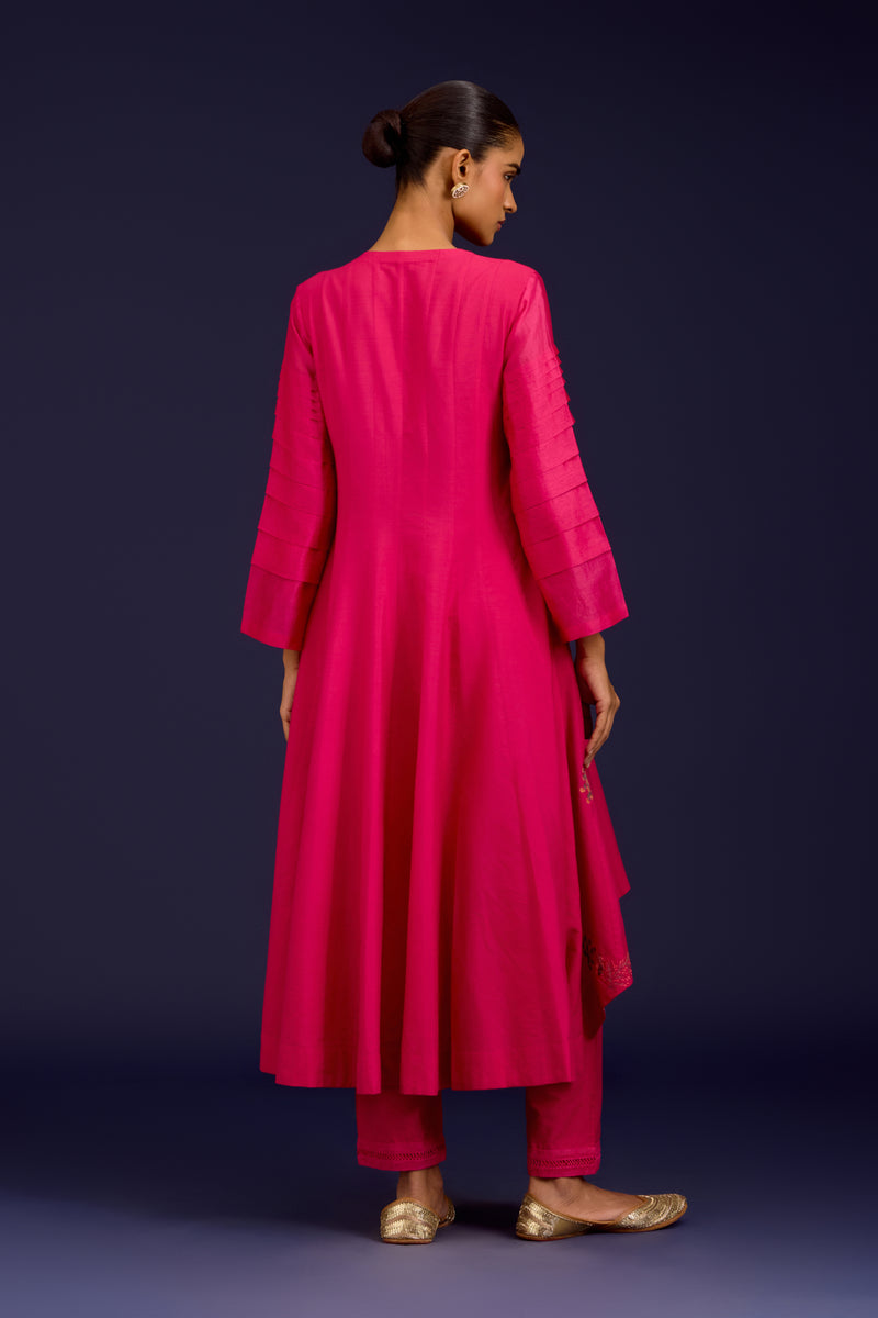 Fuchsia Anarkali with Pants Set