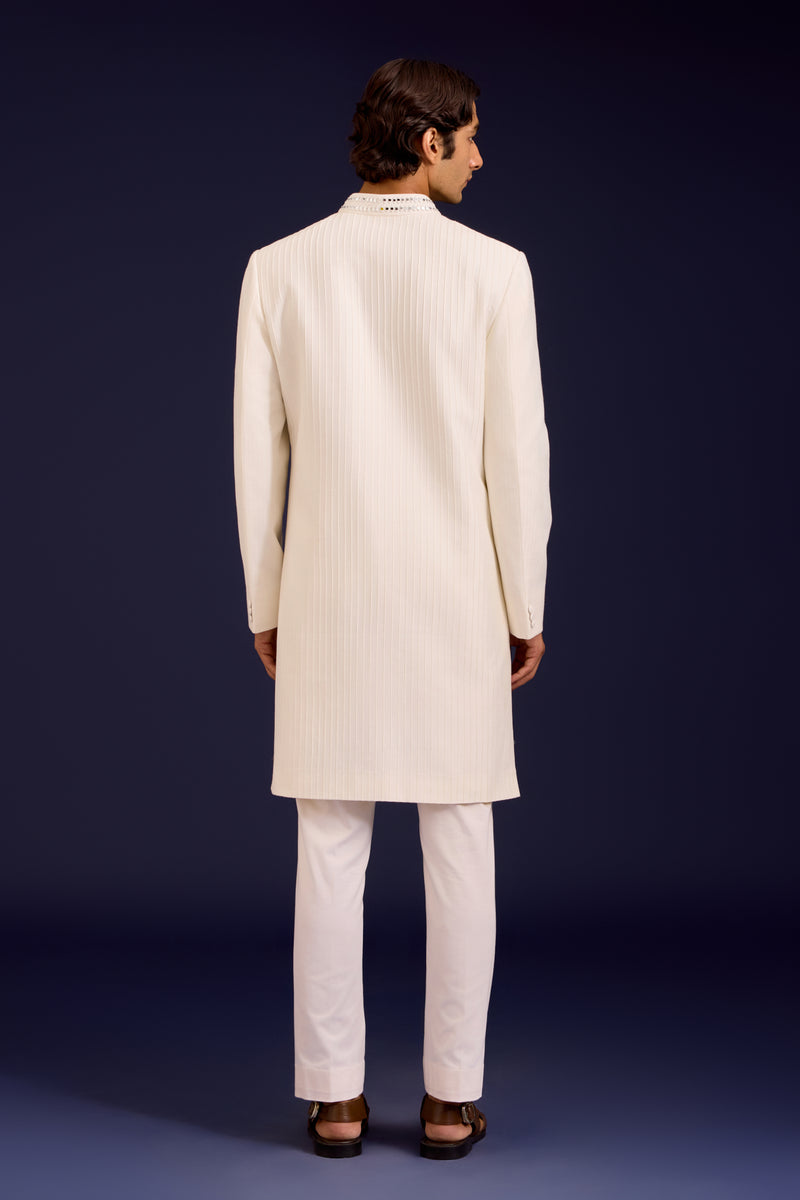 Ivory Cotton Silk Sherwani Set