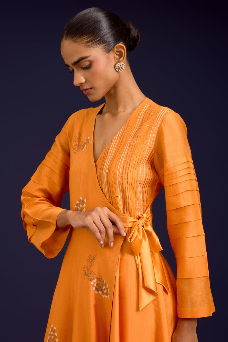 Orange Anarkali with Pants Set
