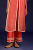Peach Slit Silk Organza Kurta Set