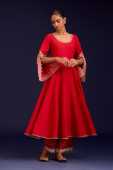 Red Dori Embroidered Anarkali Set