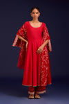 Red Dori Embroidered Anarkali Set