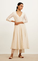 Ivory Zari Detailed Anarkali Set
