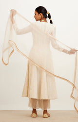 Pooja Hegde in Ivory Zari Detailed Anarkali Set