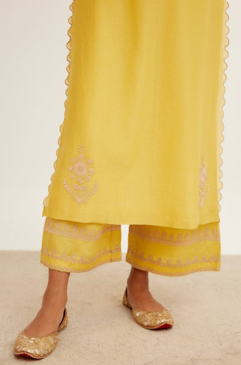 Mustard Dori Embroidered Kurta Set