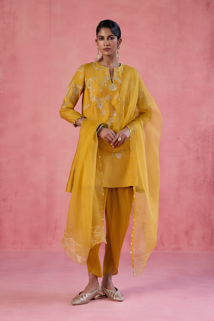 Nargis Dhoti Set - Mustard