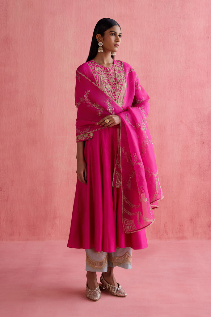 Zeenat Anarkali Set - Fuchsia