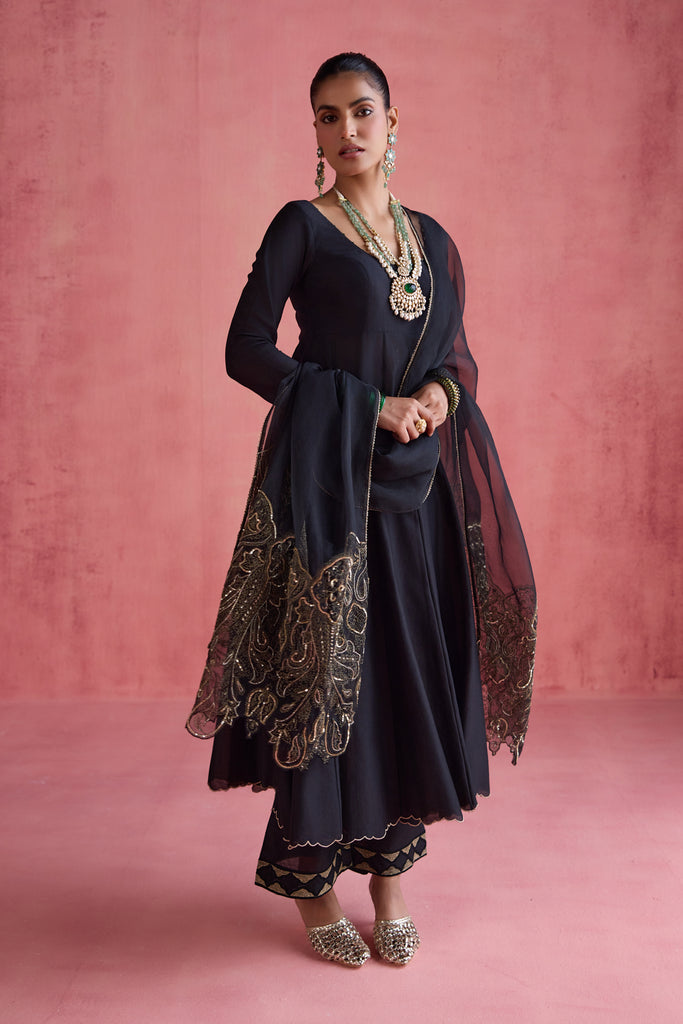 Gul Anarkali Set - Black