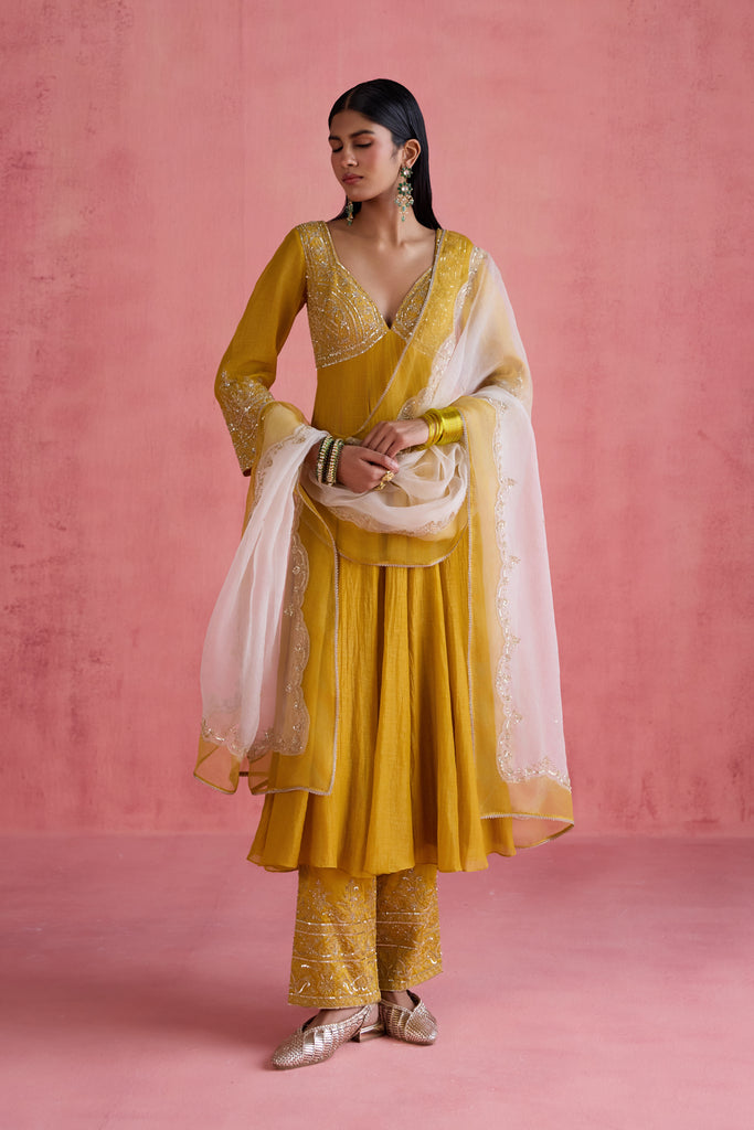 Afsana Anarkali Set - Mustard